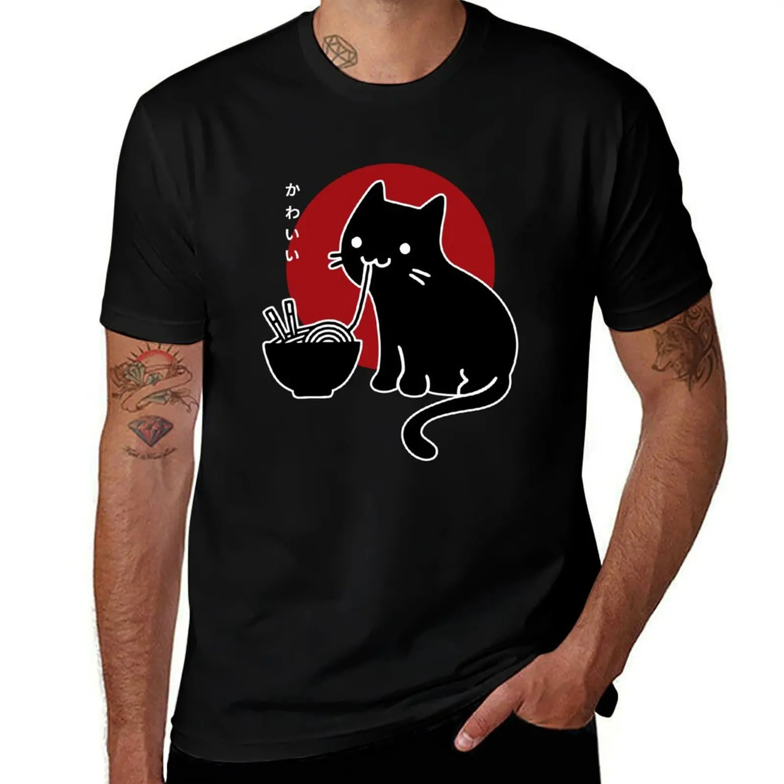 

Kawaii Ramen Cat Japanese T-Shirt Trendy Print Short Sleeve T-Shirt