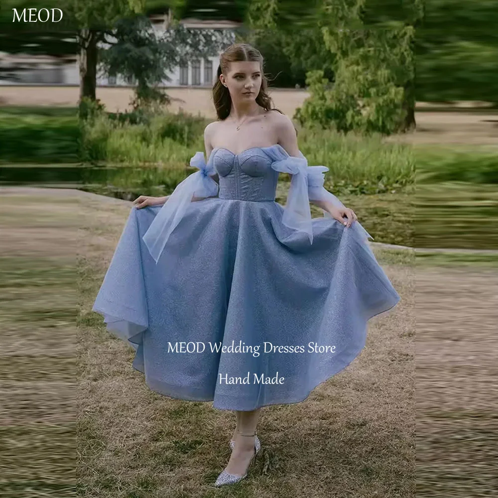 

MEOD Elegant Women's Formal Evening Gown Sweetheart Off The Shoulder Wedding Party Attire Tea Length Robes De Soirée Customized