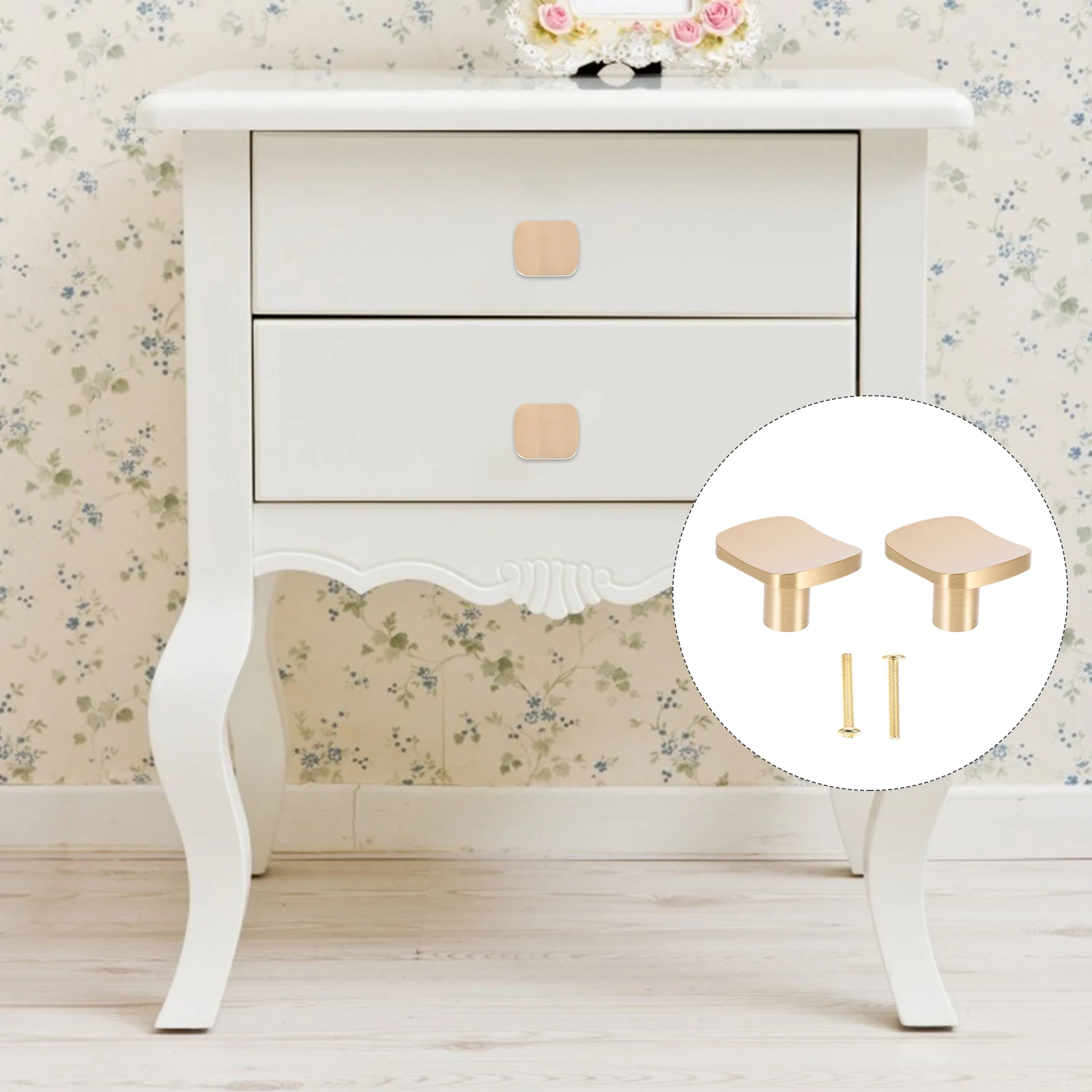 

2 Pcs Square Pillow Pull H les Golden Brass Wardrobe Door Knobs Furniture Drawer Cabinet Closet Hardware Accessories