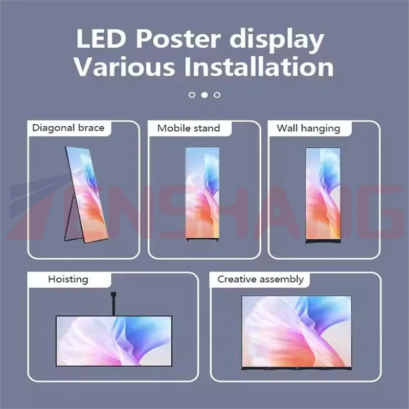 실내용 P2.5 2.5mm LED 포스터 디스플레이 스탠드형 쇼핑몰 매장 광고용 플로어 스탠딩 LED 스크린