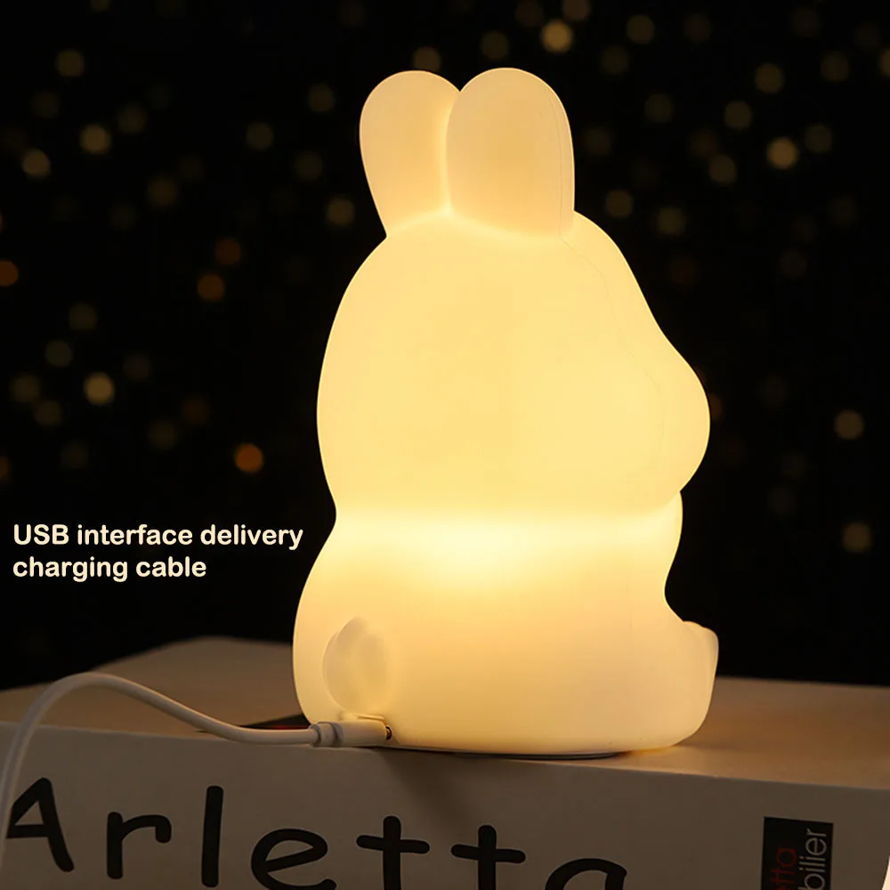Cartoon Colorful Bunny Night Light Personalized Timerable Desk Night Light For Bedroom Children Room