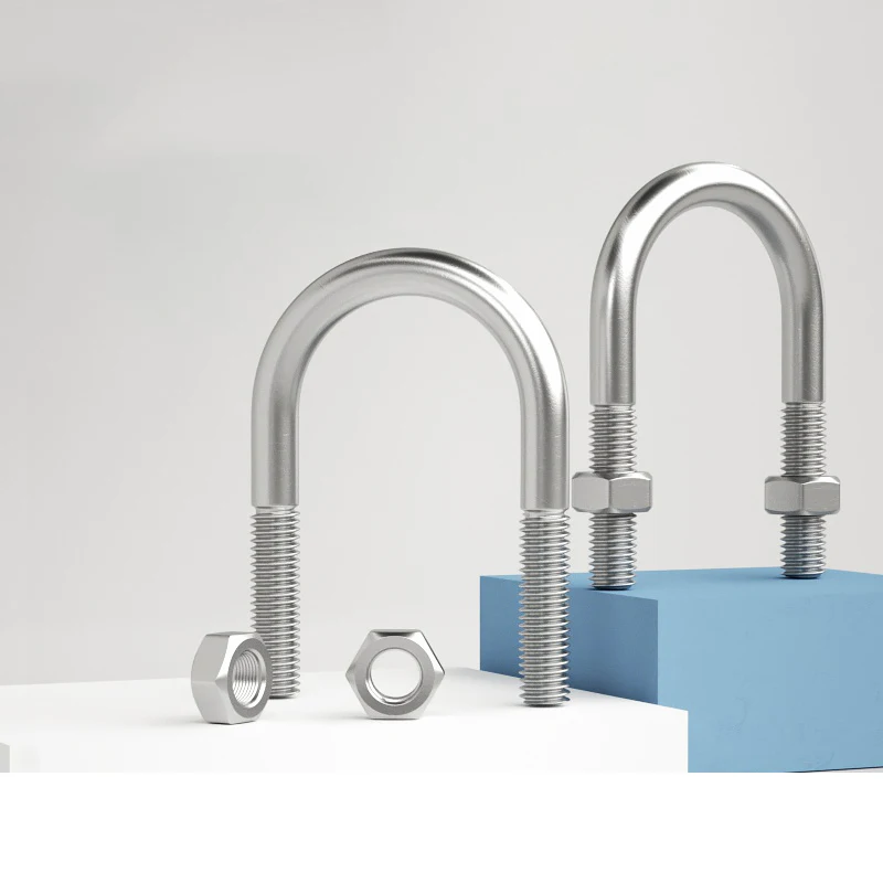 1set/lot M6 M8 M10 M12 304 Stainless Steel U-Type Bolts with Nuts U-Shaped Screws for Construction Installation Fastener