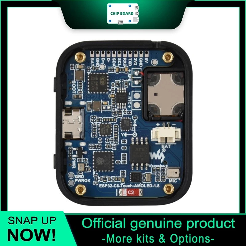 waveshare ESP32-C6 1.8-inch Touch AMOLED Display Development Board, 368x448 resolution, supports Wi-Fi 6, BLE 5, and Zigbee.