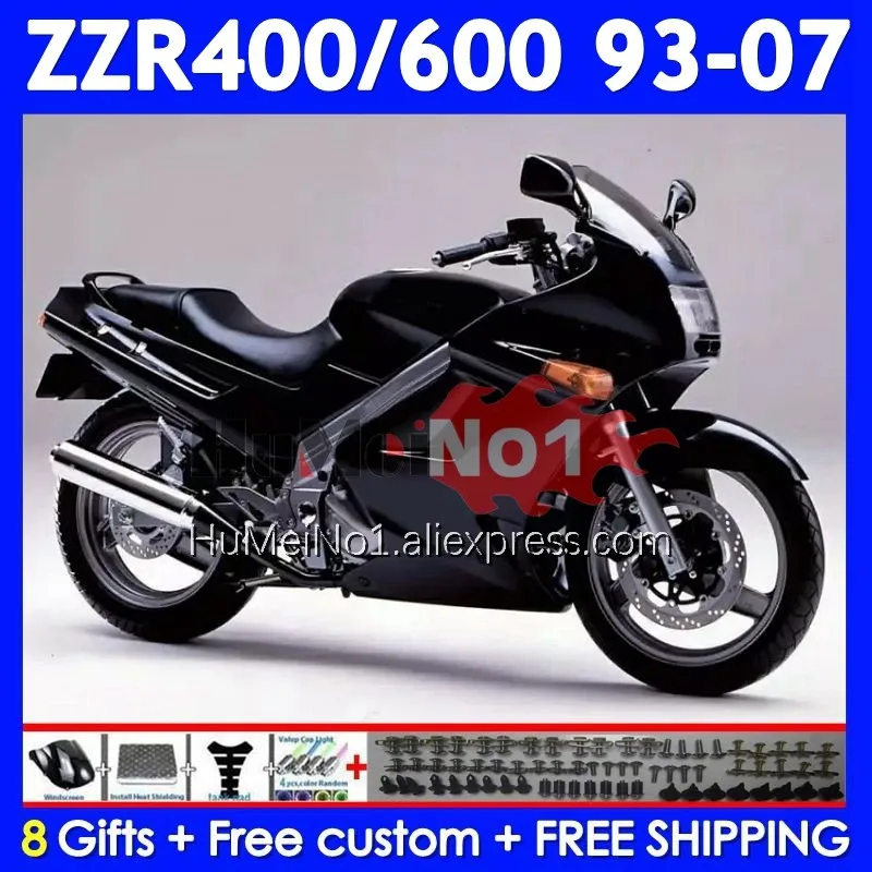 ZZR-400 For KAWASAKI NINJA ZZR 400 1993 1994 1995 1996 1997 1998 Flat black 238No.50 ZZR400 99 00 01 02 03 04 05 06 07 Fairing