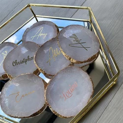 Personalized Agate Stone Coasters Necklace Ring Custom Display Tray Bridesmaid Gift Jewelry Holder Decoration Art Display Shelf