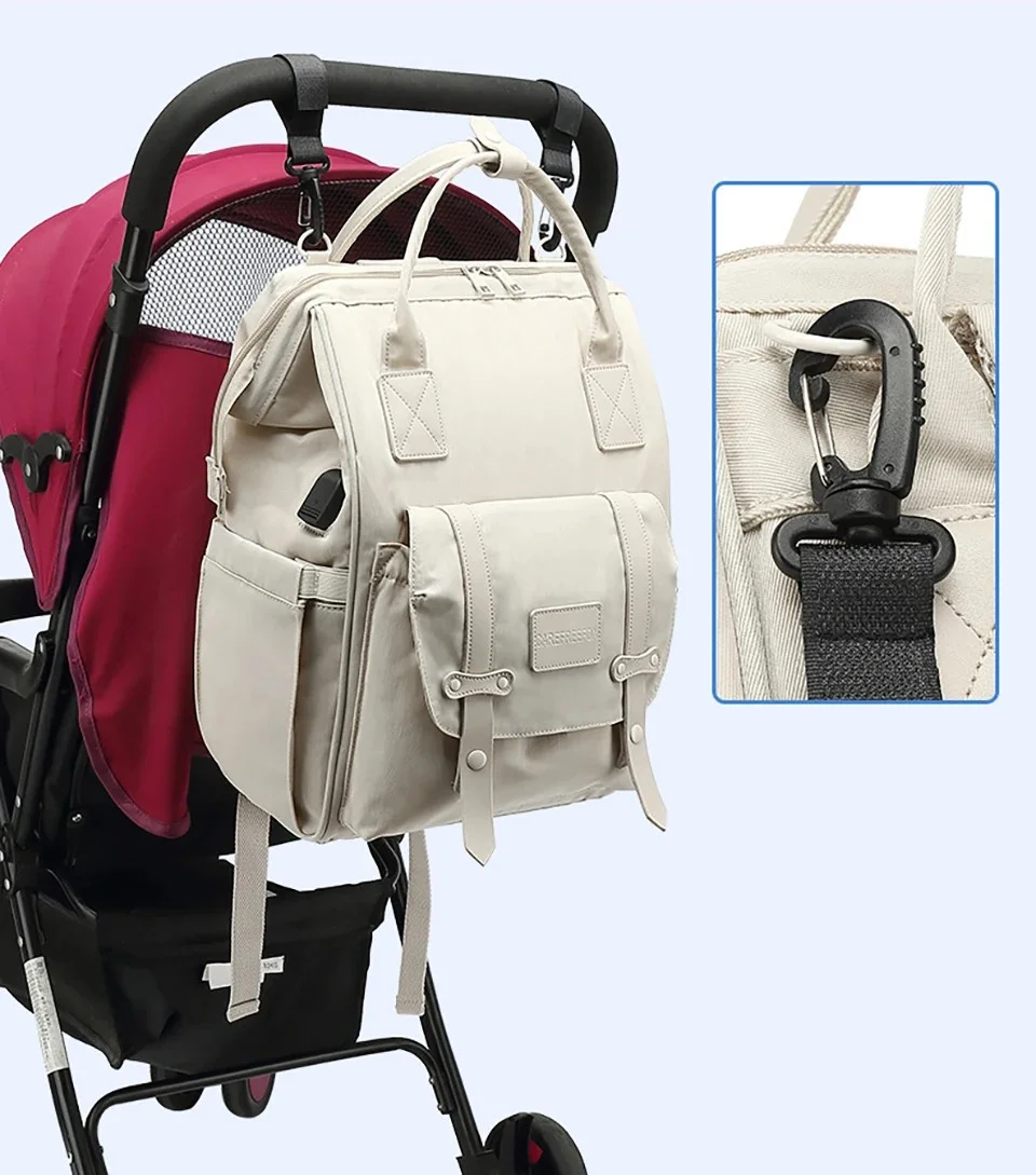 Baby Diaper Bag Mommy Bag Waterproof Backpack Outdoor Travel Powdered Milk Bag Mommy Maternity Bag Baby Products 2 Layer Gray