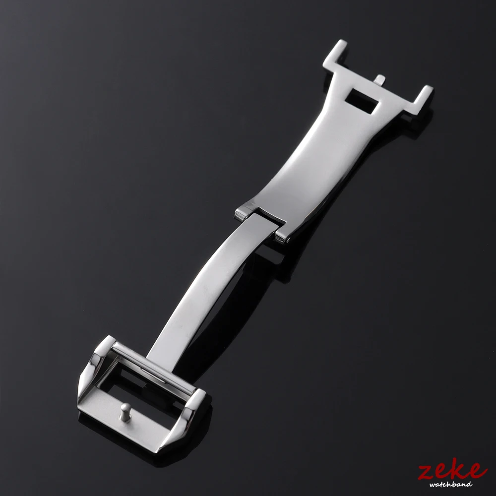 Silver Gold Black Rose Stainless Steel Deployment Folding Clasp for IWC Pilot Portuguese Leather Watch Strap Folding Buckle 18mm view 5