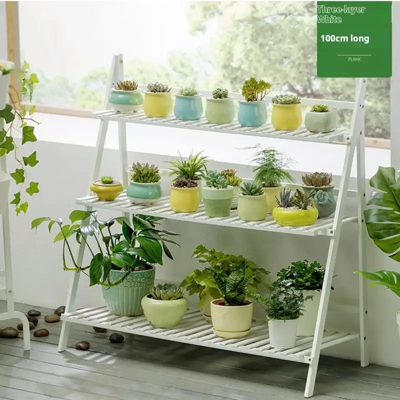 Outdoor Plant stand Balcony folding flower shelf Garden Organizer storage rack living room potted Display stand bamboo furniture