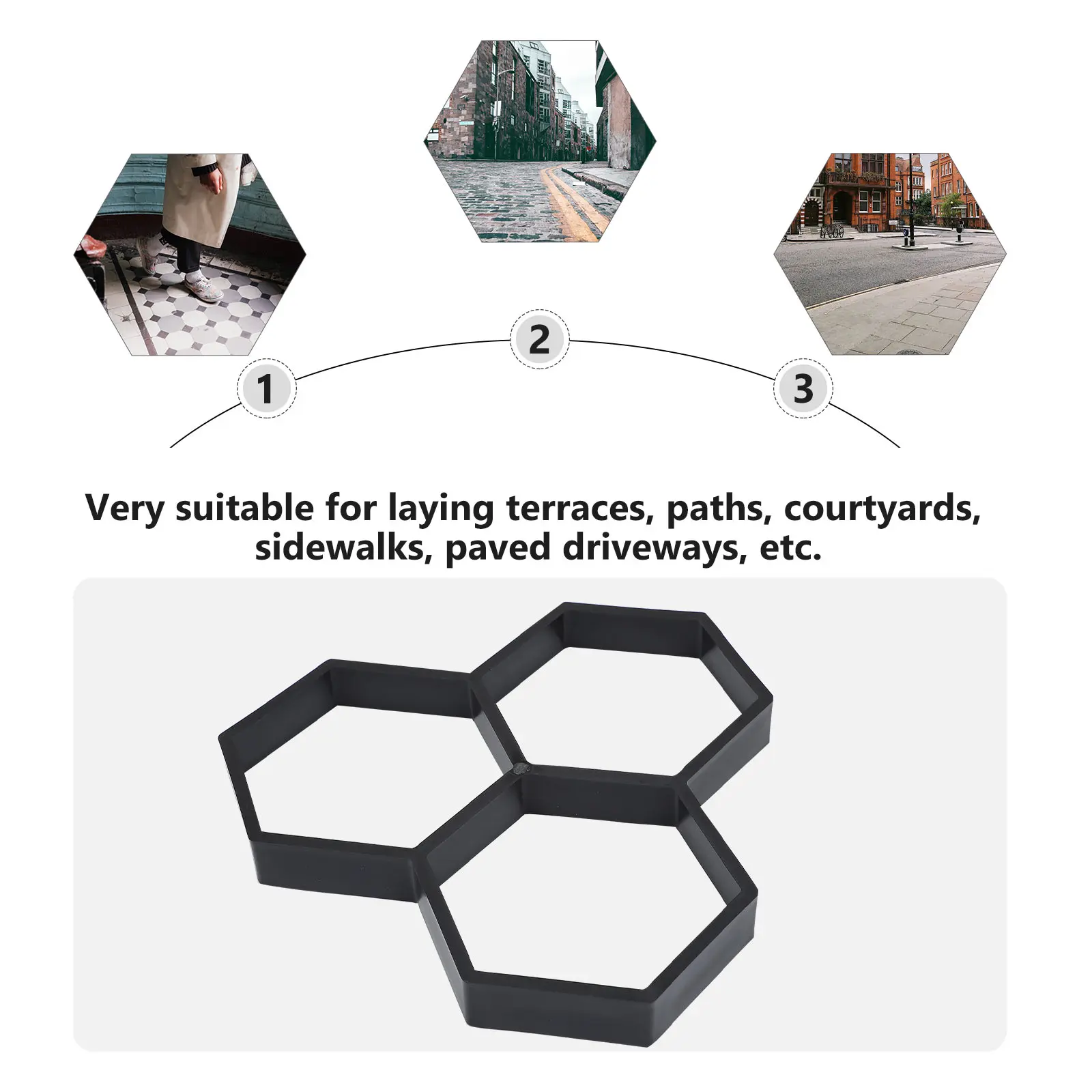 

Cement Paver Molds Floor Tile Mould DIY Path Maker Hexagonal Paving Reusable Concrete Modeling Garden Driveways
