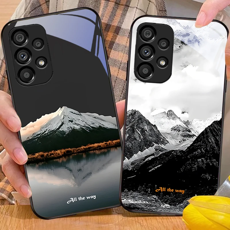 

Dark Forest White For Samsung Galaxy S 8 9 10 20 Plus 21 FE 22 23 24 Ultra S7 Edge Black Tempered Glass Phone Case Hard Shell