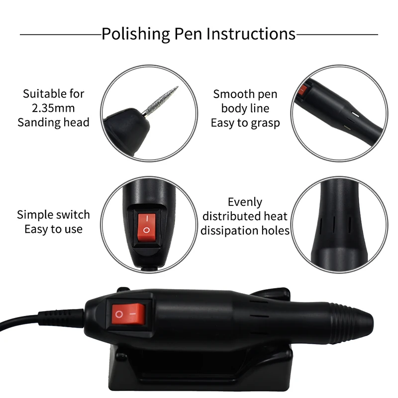 Electric Stainless Steel Manicure Tool Nail Drill Machine & File Polisher for Professional Nail Art