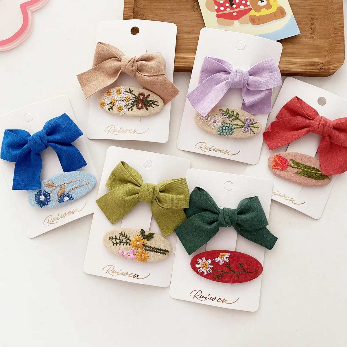 2 Buah/Set Jepit Rambut Bayi Ikatan Simpul Bunga Lucu Jepit Rambut Anak Perempuan Bayi Rajutan Manis Hiasan Rambut Jepit Rambut Anak Print Bunga