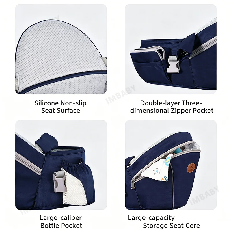 New IMBABY 0-48 Months Baby for Ergonomic Kangaroo Ultifunctional Waist Stool One-shoulder with Hip Seat Baby Wrap Sling Travel view 6