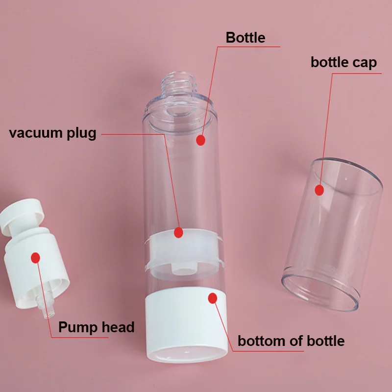 Transparent Empty  Bottles Vacuum Airless Plastic Lotion Cream Bottles Container Travel  Cosmetic Cream Container Pump