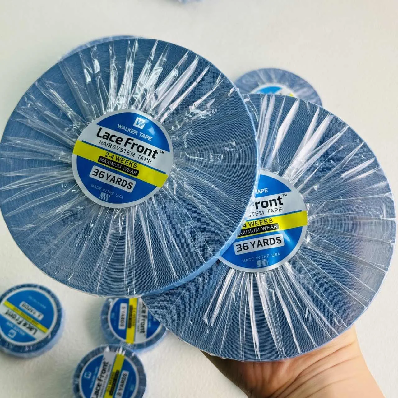 1 Roll 0.8 cm 36 Yards Super Hair Blue Tape Double-Sided Adhesive Tape for Hair Extension/Lace Wig/Toupee