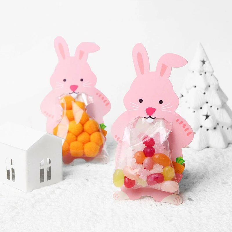 10 قطعة أكياس هدايا الحلوى مع بطاقات هدية لطيف الحيوان كوكي أكياس بلاستيكية للبسكويت وجبة خفيفة الخبز حزمة DIY بها بنفسك هدية عيد الأم