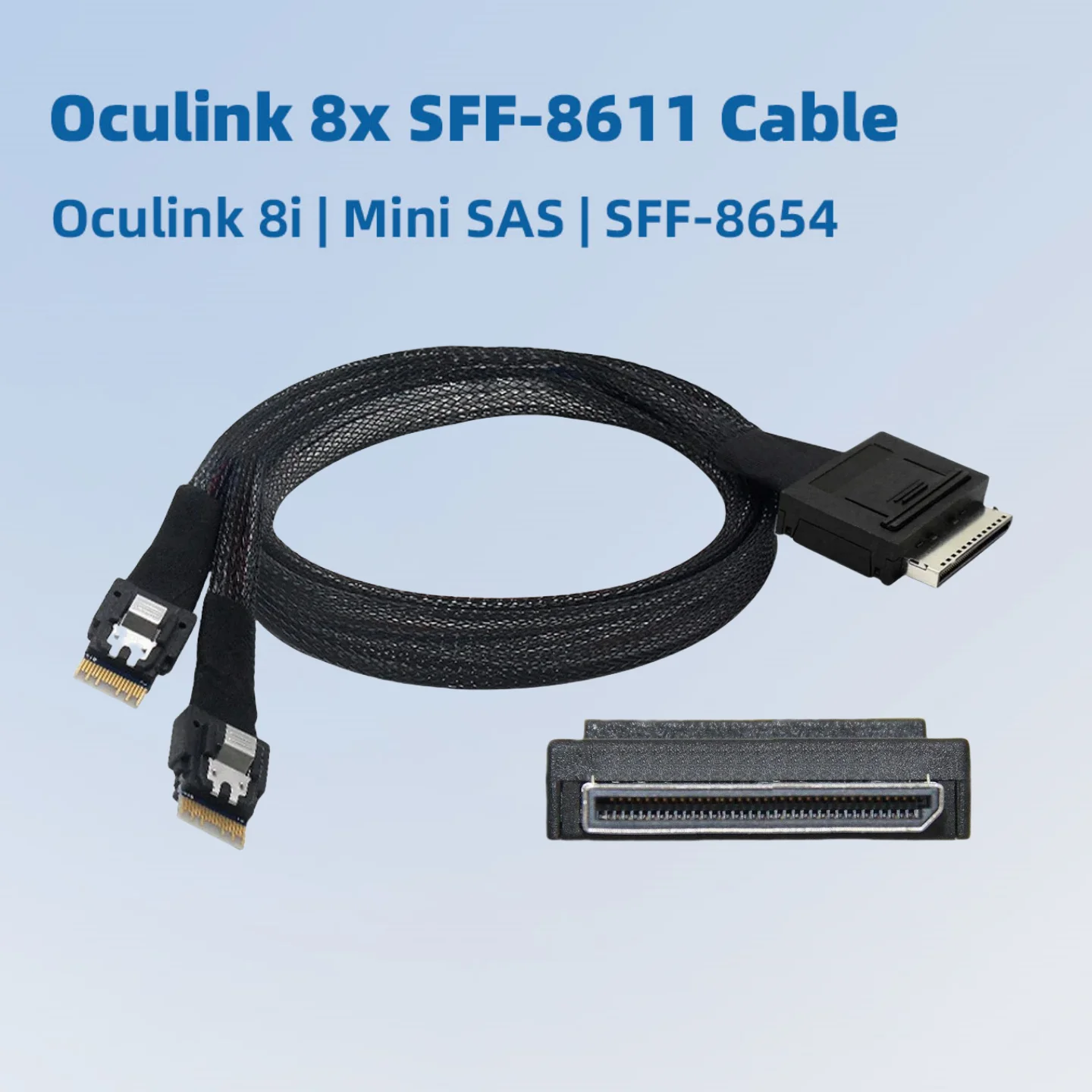 Oculink 8x SFF-8611 To Mini SAS 8087 8643 8i 8654 864 8639 Hard Drive Solid State PCI-E Extension Cable