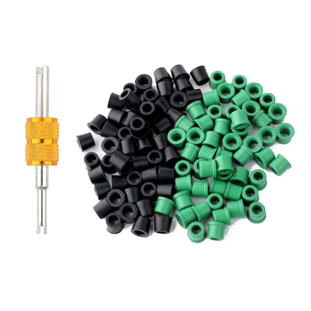 100 Pack HVAC 1/4 Quick Coupler Gaskets Rubber O-Ring Seals For AC Charging Hoses With Valve Core Remover Tool