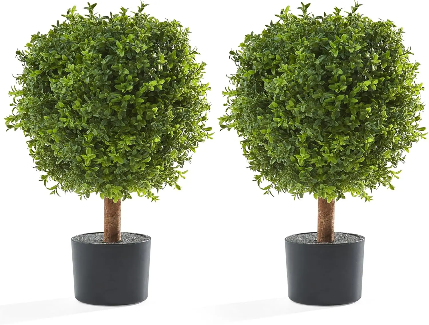 

Indoor Outdoor - Set of 2 Topiary Boxwood Trees – 24” High Pre-Potted Faux Trees - Plant Decor for Front Porch Home Office