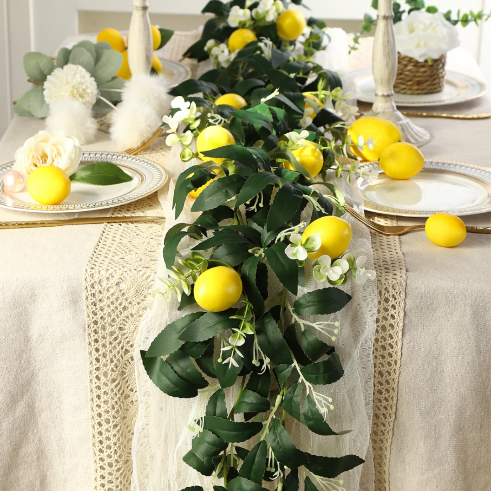 

Artificial Lemon Vine Garland Flexible Lemon Foliage Garland Home Decor Decorative House Decoration Yellow and Green