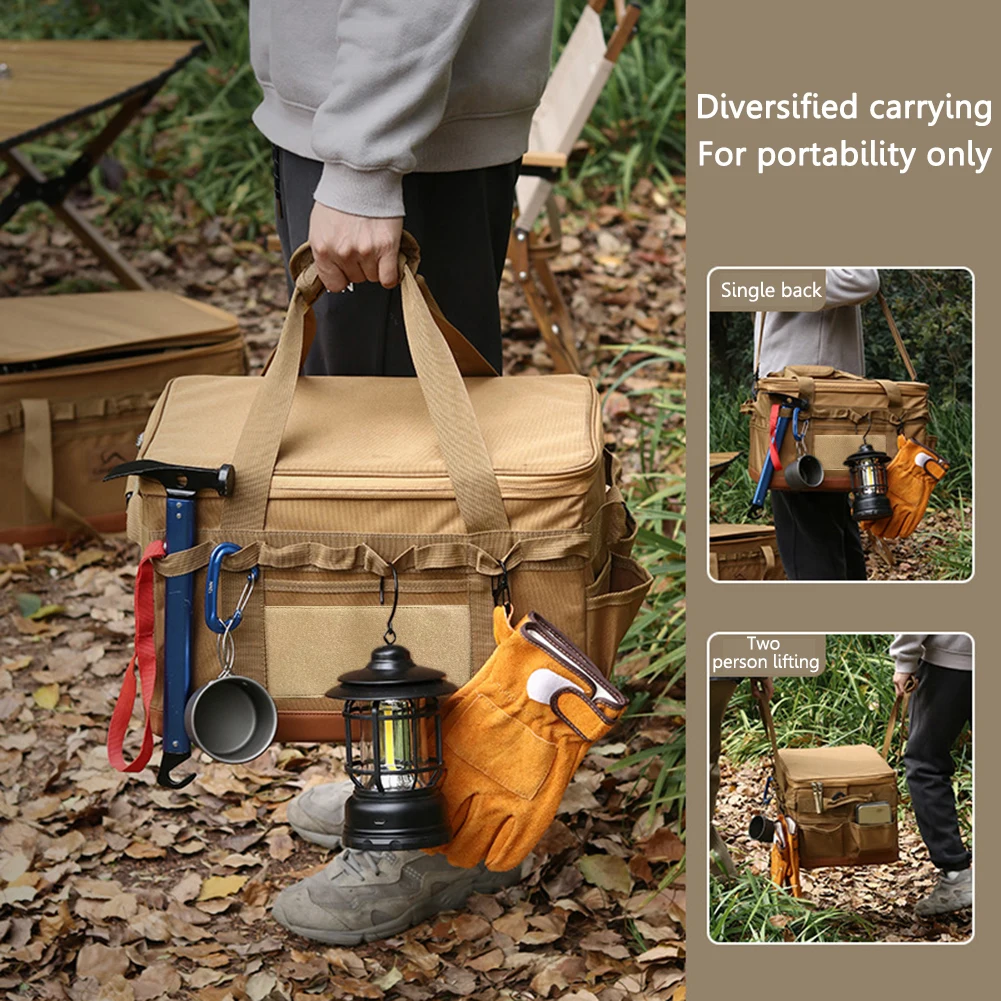 30L Barbecue Tool Storage Bag Large Capacity Camping Cooking Utensil Organizer Collapsible Multifunctional for Outdoor Camping