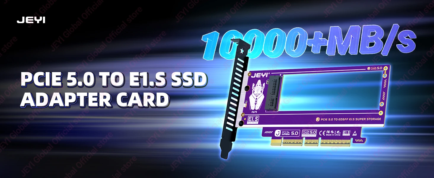 JEYI PCIe 5.0 zu NVMe Ruler 2U GEN-Z EDSFF Adapterkarte 128Gbps Unterstützung für X4/X8/X16 mit E1.S SSD mit Kühlkörper PM9A3 PM9D3 P5801X – Detail 1