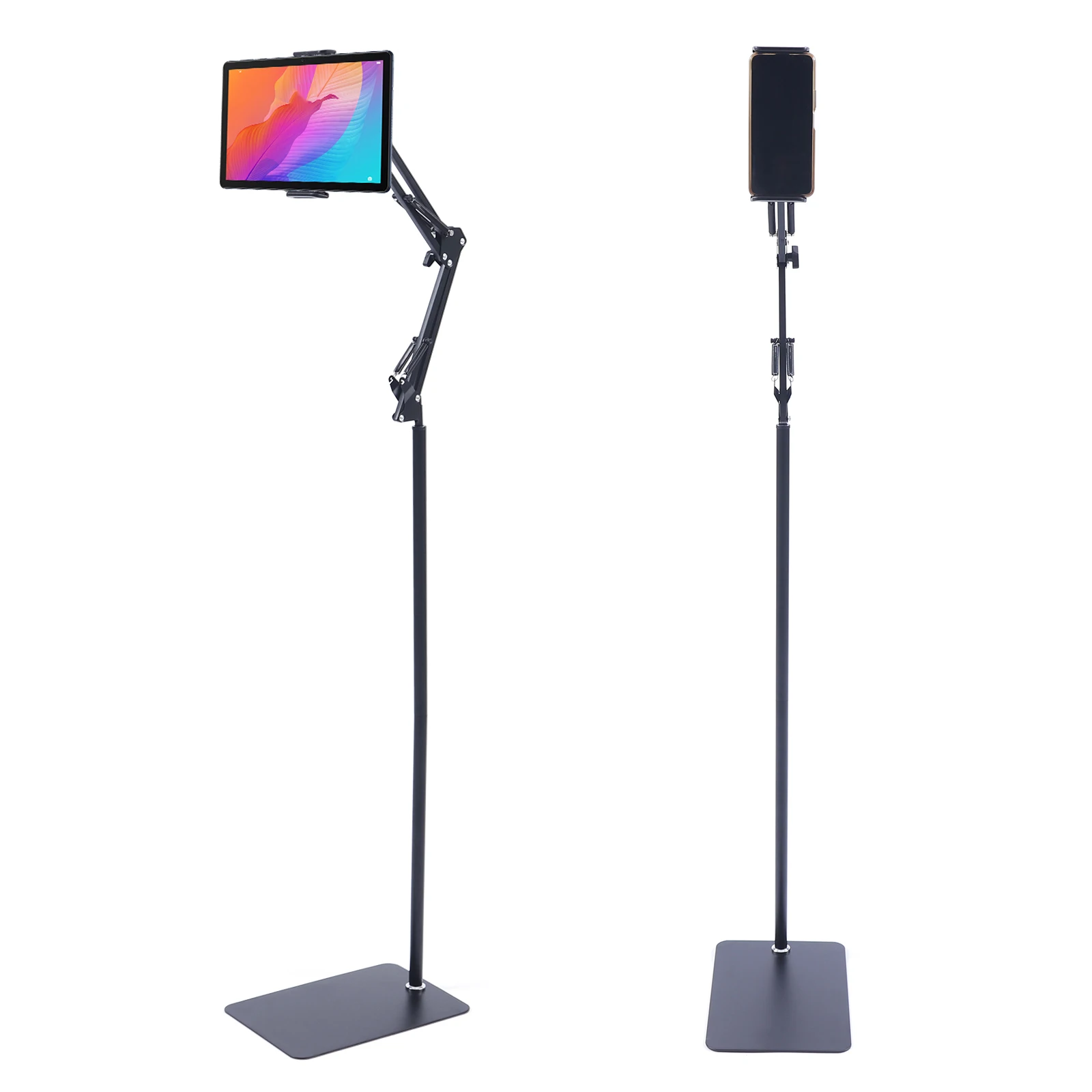 Soporte de suelo para tableta, soporte extensible con brazo ajustable en altura, Universal 360 °   Giratorio, compatible con 4,72-7,09 pulgadas