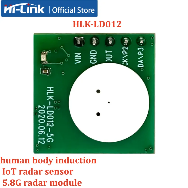 

HLK-LD012-5G 5.8GHz Microwave Radar Sensor 68uA 2.7-4.8V 8-10m Adjustable Delay & Distance Photosensitive Smart Home IoT Module