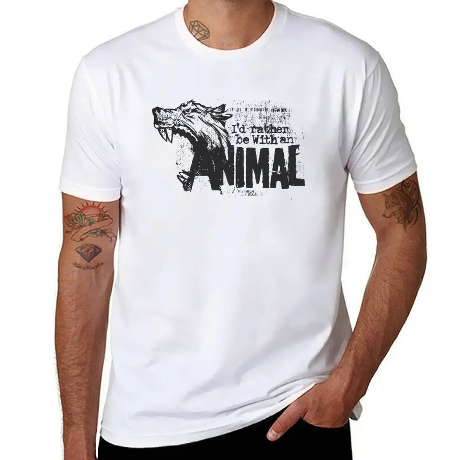 

I'd rather be witn an animal T-Shirt man tshirt t shirts for man cotton funny T-Shirt