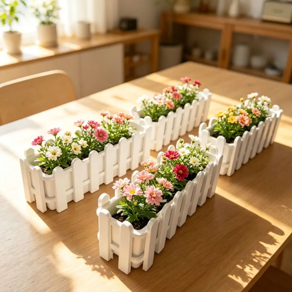 Creative Small Fence Flowerpot Rustic Style Greenery Container Flower Arrangement Garden Decoration Flower Pot Basket Porch