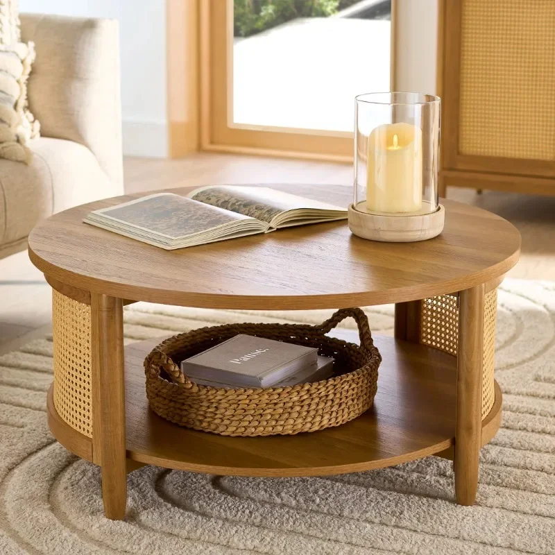 Better Homes & Gardens Springwood Caning Coffee Table, Light Honey Finish