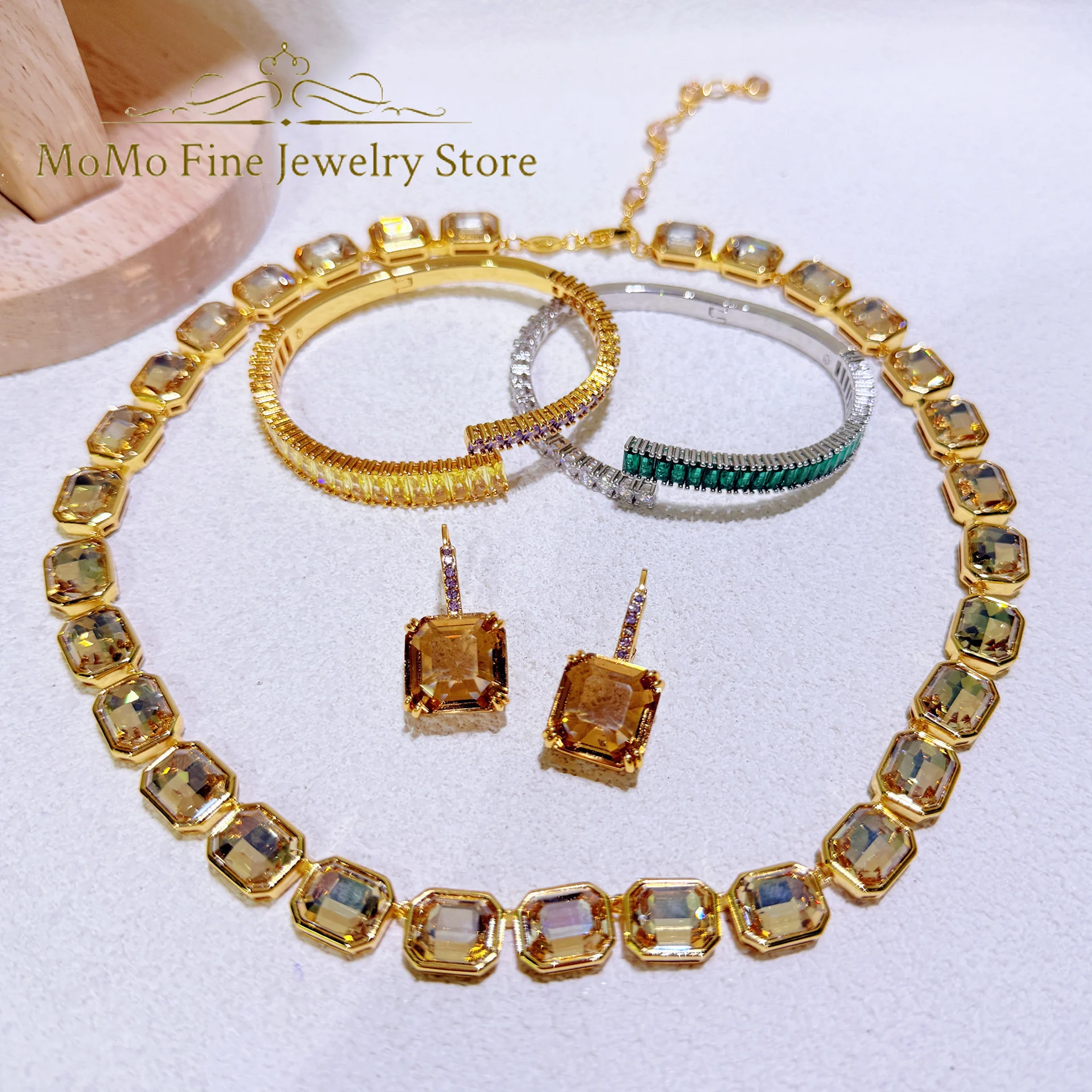 

Original 2025 New Trend Anniversary Jewelry Sets Charming Caramel Purple Crystal Luxury Women's Necklaces Bracelet Ring Earrings