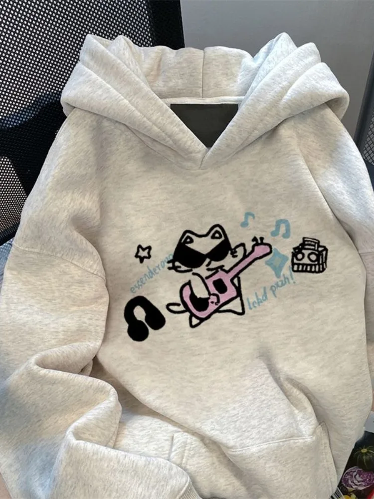 2024 Spring Oversized Casual Y2k Aesthetic Hoodies Cartoon Kawaii Letter Print Sweatshirts Harajuku Grunge Vintage Hoody Women