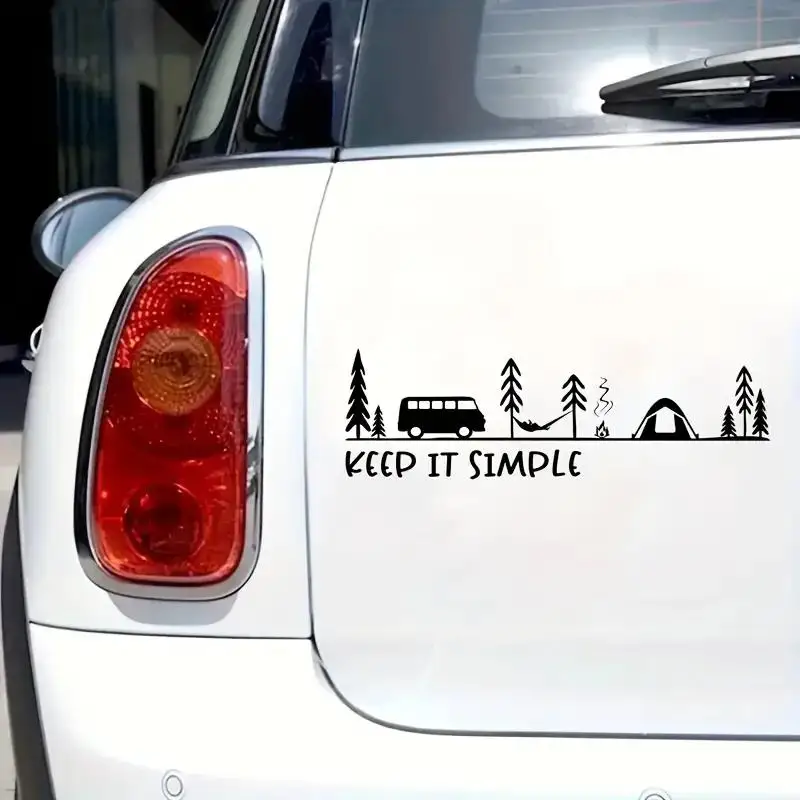 Vinyl Camping Scene Car Decal Sticker for Truck - Keep the minimalist design, durable outdoor bonded car decal for durable.