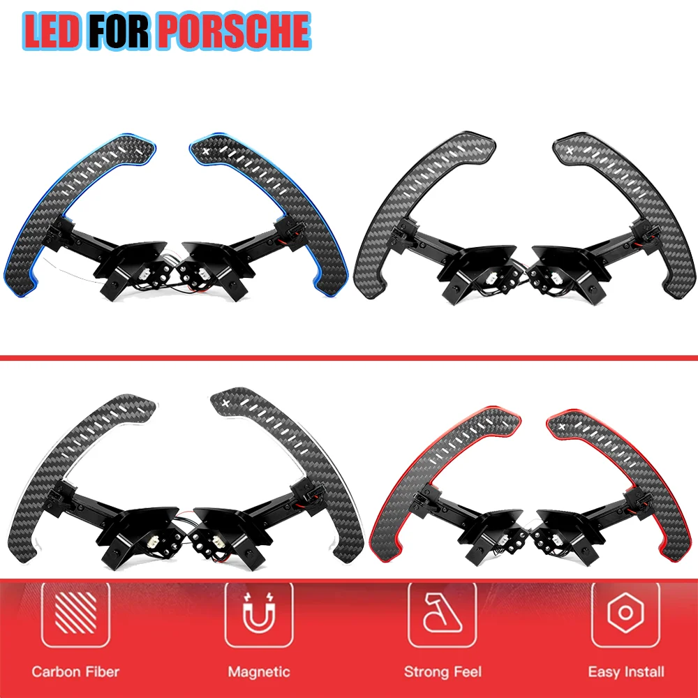 

Aluminum Alloy LED Magnetic Paddle Shifters Carbon Fiber For Porsche 992 GT3 911 718 Macan Taycan 718 Cayman gt4 991 Panamera
