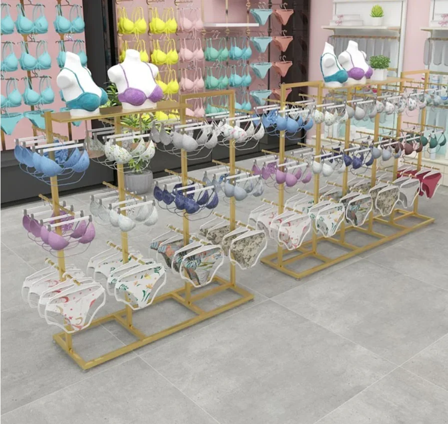 

Underwear island shelf underwear display shelf bra hanging underwear store nano goldshorts display