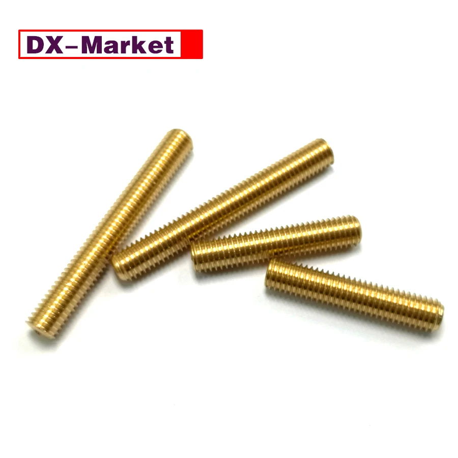 Varilla roscada de latón M3 M4 M5 M6, sujetadores de latón con tornillo roscado completo, A052