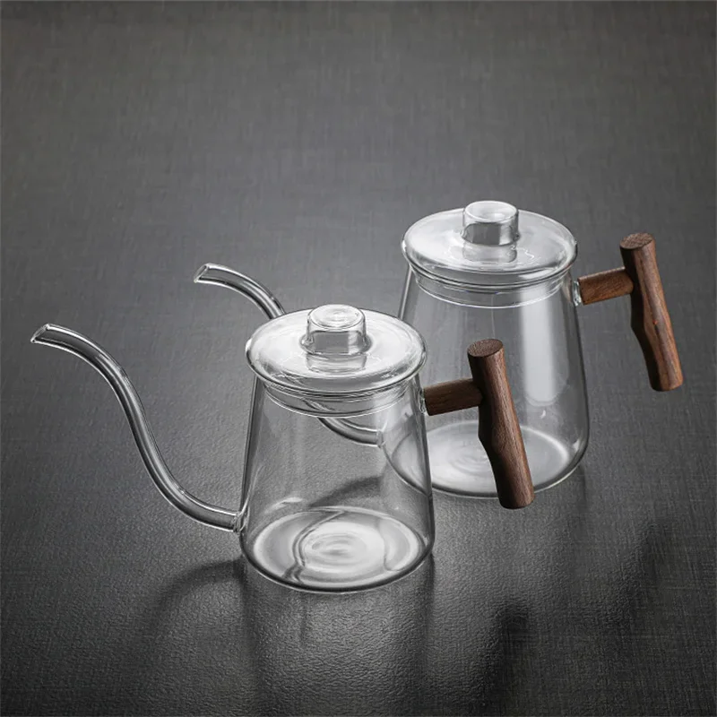 

480/700ml Glass Coffee Tea Pot Gooseneck Drip Kettle Swan Neck Thin Mouth Long Mouthed Pot Coffee Maker Home Teapot