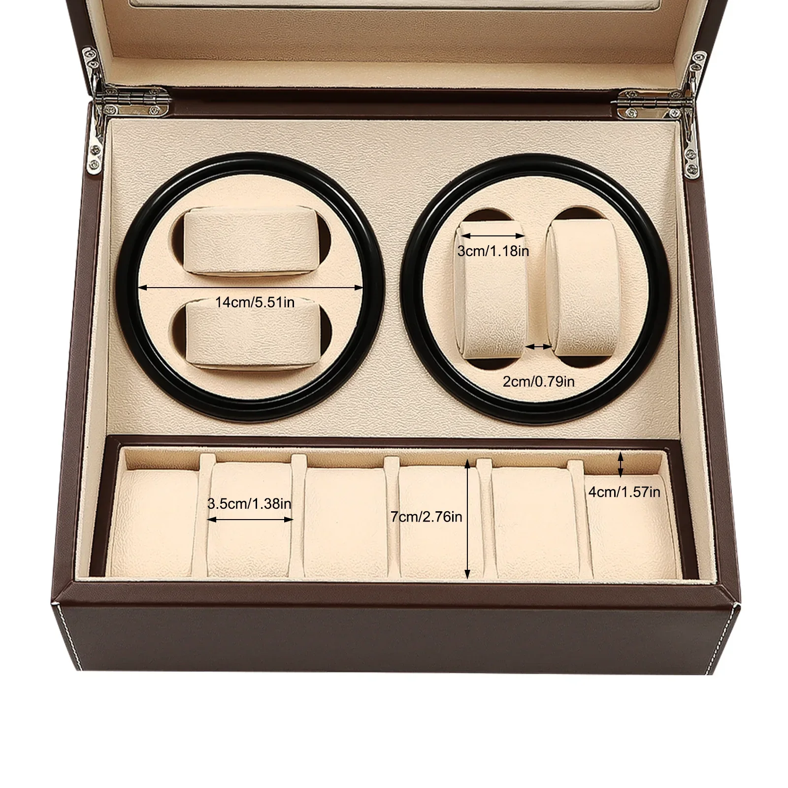 

Leather automatic watch winding box 4/6 automatic rotating watch display storage box, glass top metal hinge box