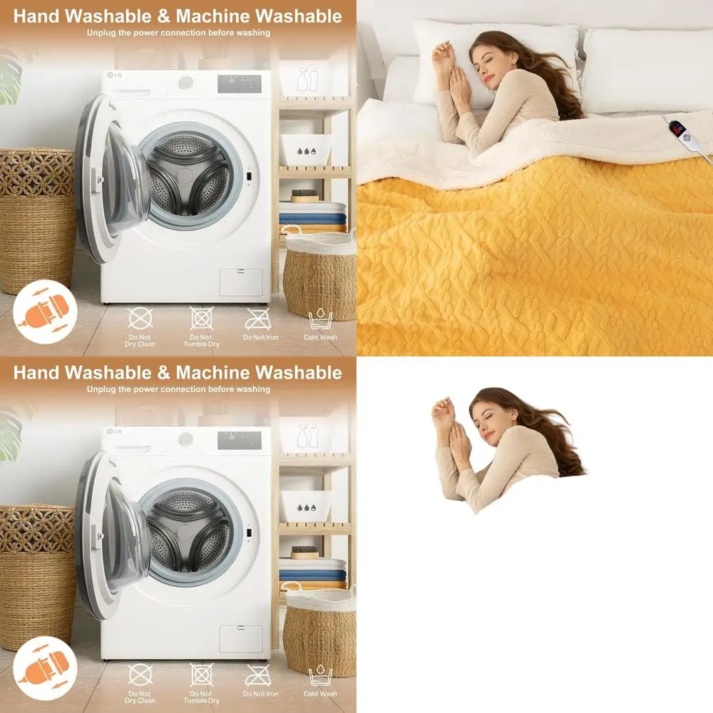 

Yellow Sherpa Electric Blanket 72x84 - 6 Heat Levels, 10-Hour Timer, Overheat Protection for Cozy Winter Nights