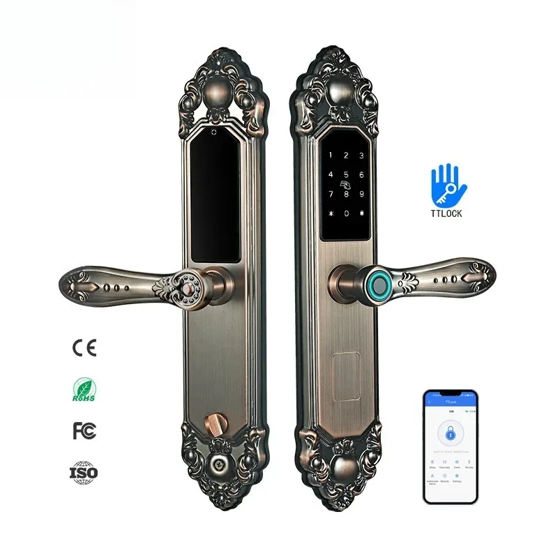 Factory OEM Safe Smart Finger Print Security TT Wifi Password Hotel Lock Remotely Rfid Card Fingerprint Door Lock Ttlock