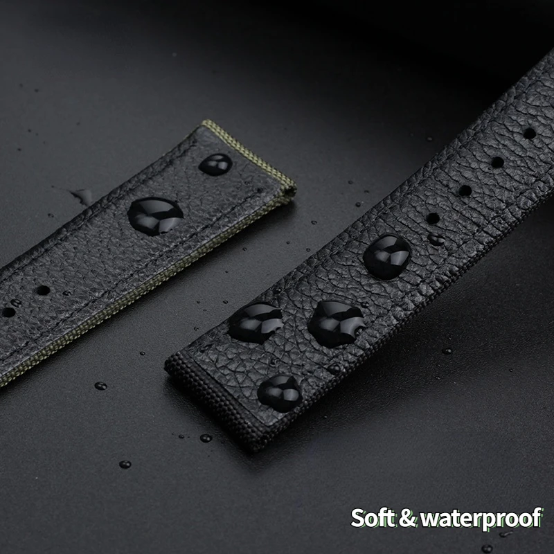 ل بريتلينغ تايمكس حزام الساعات المنسوجة النايلون جلد البقر حزام ساعة اليد رولكس تيسو للطي مشبك قماش الرجال المعصم الفرقة 20 مللي متر 22 مللي متر