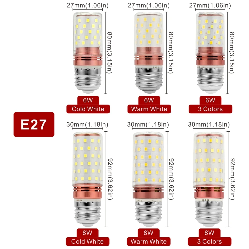 1/2/4pcs 6W 8W LED Corn Bulb E27 E14 Light Bulb 60/80LEDs SMD2835 220V 110V LED Lamp Home Decoration Chandelier Candle Light