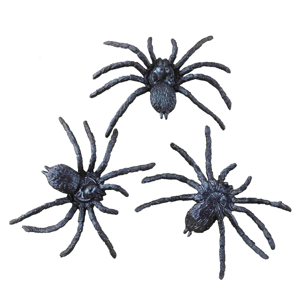10 قطعة من العناكب البلاستيكية السوداء الواقعية المخيفة للهالوين ديكور المزحة الدعائم للحفلات الكرنفالات زي الأحداث العناكب البلاستيكية
