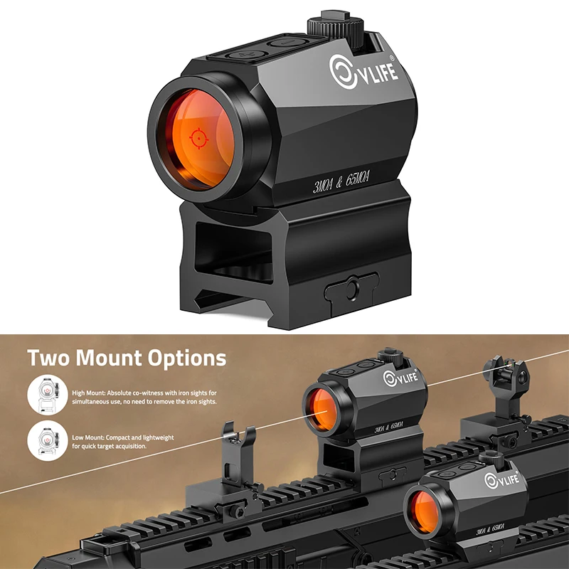 

CVLIFE Rifle Scope Multiple Reticle Red Dot Sight Reflex Optics Riflescope with Absolute Co-Witness for 21mm Picatinny
