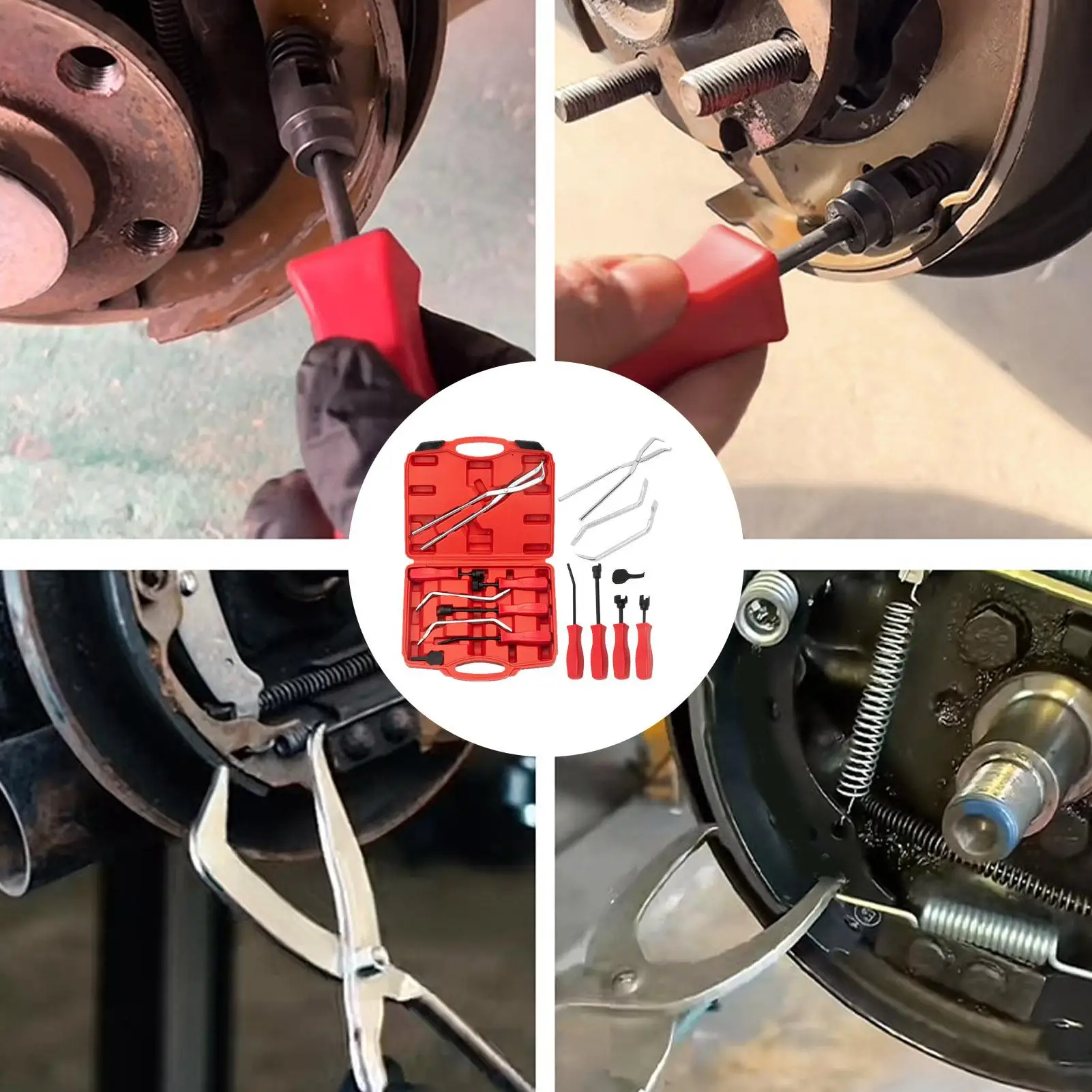 

Brake Spring Tool 8 Pieces Adjustable Metal Anti-Slip Drum Brake Spring Adjustment Tool For Adults Lovers Families Men