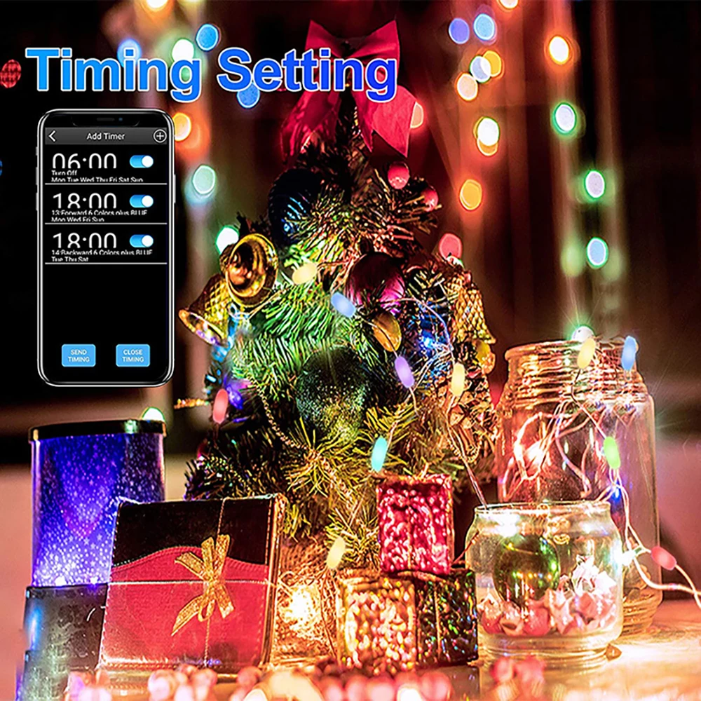 Luz LED decorativa para exteriores, USB, RGB, IC, WS2812B, Bluetooth, APP, Corona de Navidad