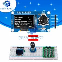 BS 0.96/1.3 inch white oled display screen combined with EC11 rotary encoder module IIC interface for arduino