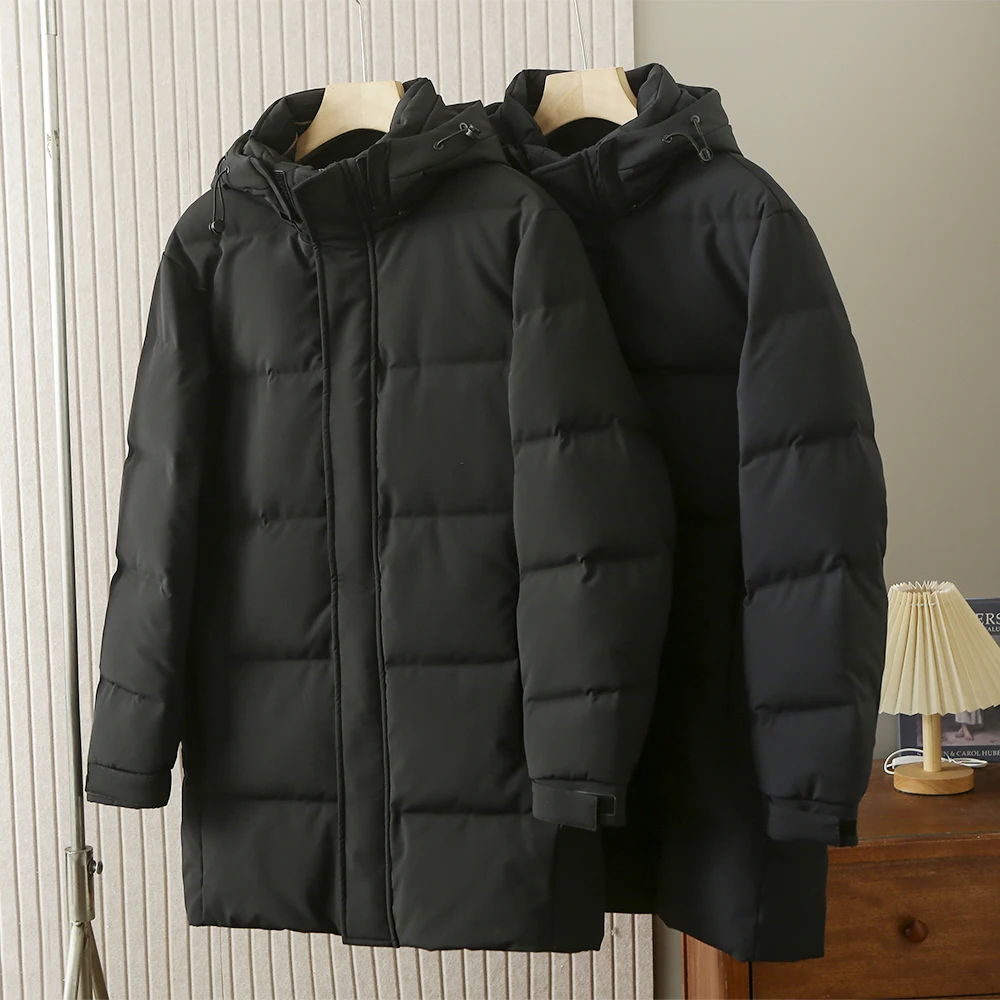 Nuevo Plumífero National Stand 90 Blanco! Resistente al viento e impermeable! Chaqueta de Plumón Casual con Capucha para Hombre, Cálida y Resistente al Frío