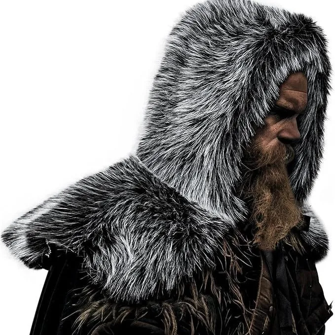 

Viking Shawl Scarf & Hat 2-Piece Set - Faux Fur Plush Design, Perfect for Halloween Cosplay Role-Playing Costumes